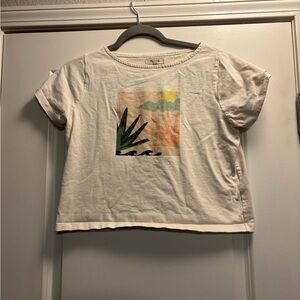 Madewell Cropped graphic tee, off white Womens size XS